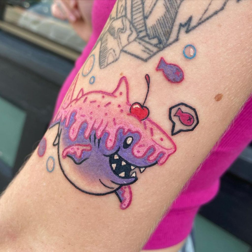 Purple shark tattoo