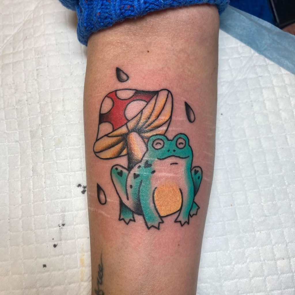 Smurf inspired mushroom tattoos