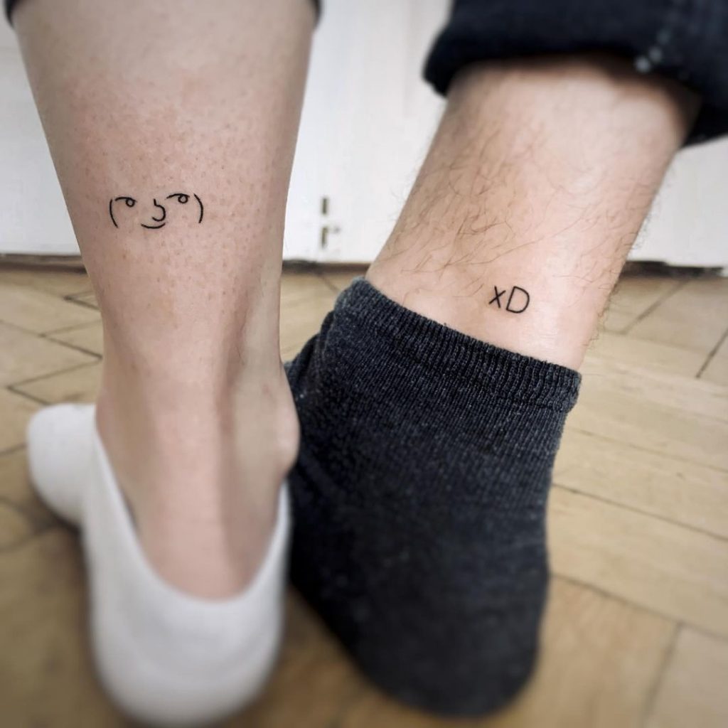Funny small matching tattoos for best friends