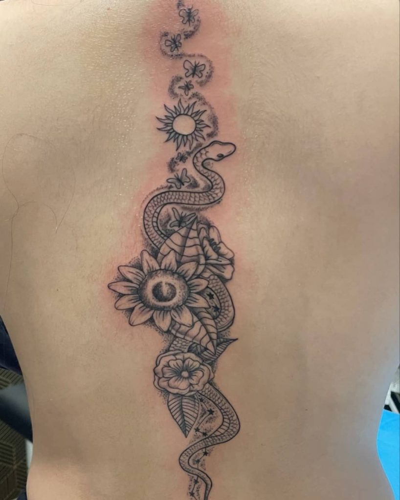 Jungle spine tattoos