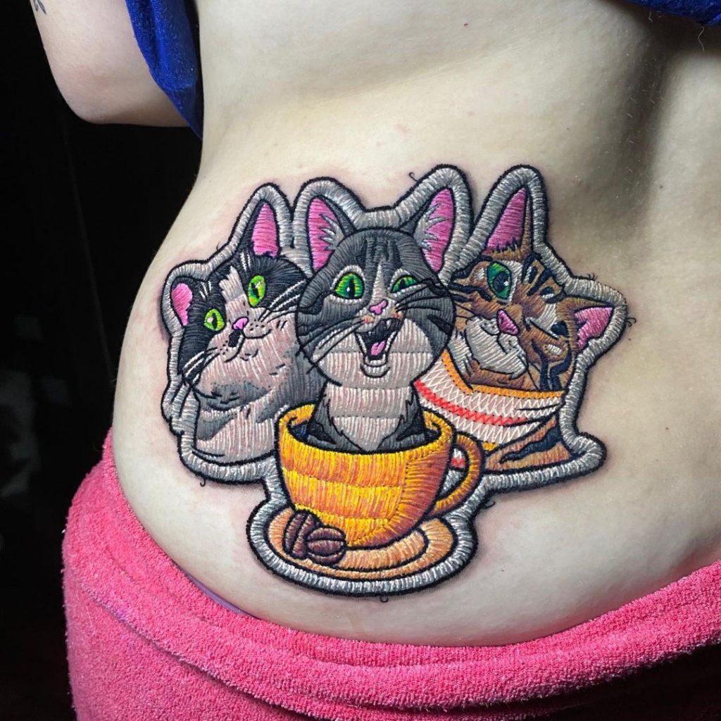 Cat patchwork tattoos