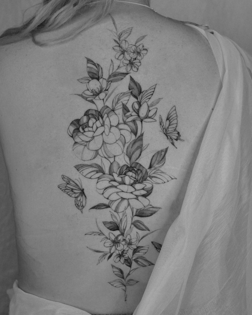 garden spine tattoos