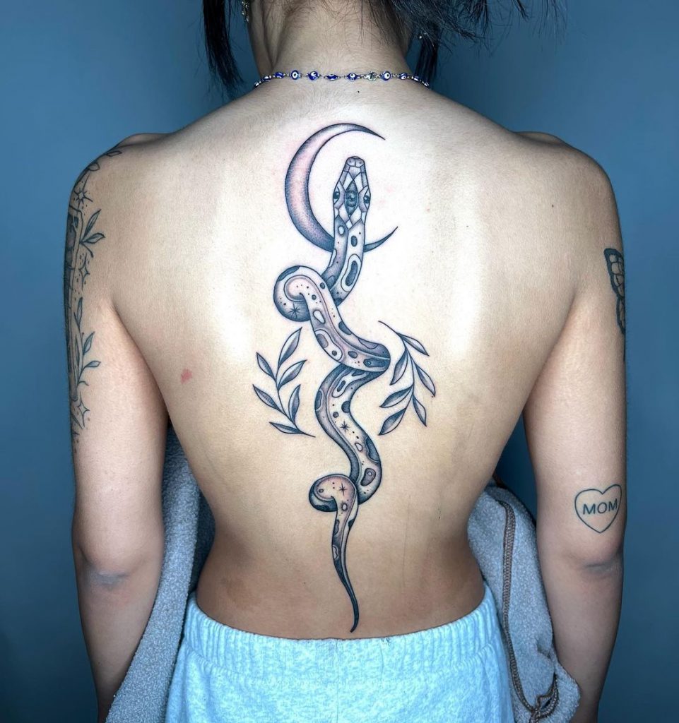 snake back tattoo