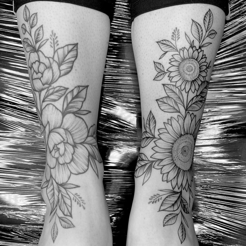 matching lower leg tattoos