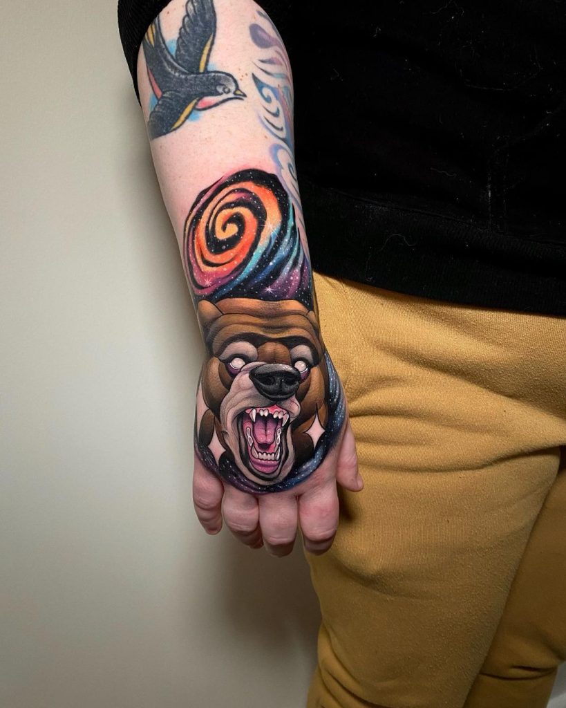 colorful bear body art