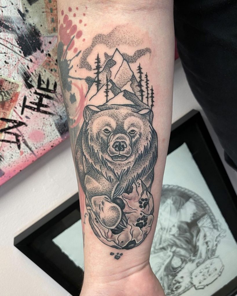 angry bear tattoos
