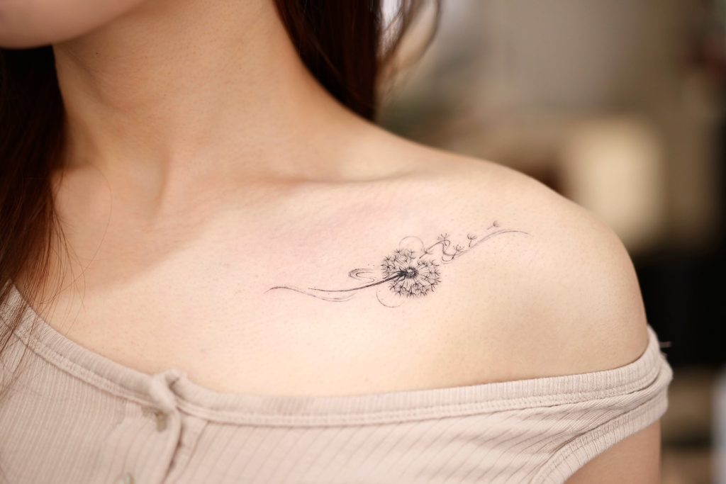 Collarbone Dandelion Tattoo