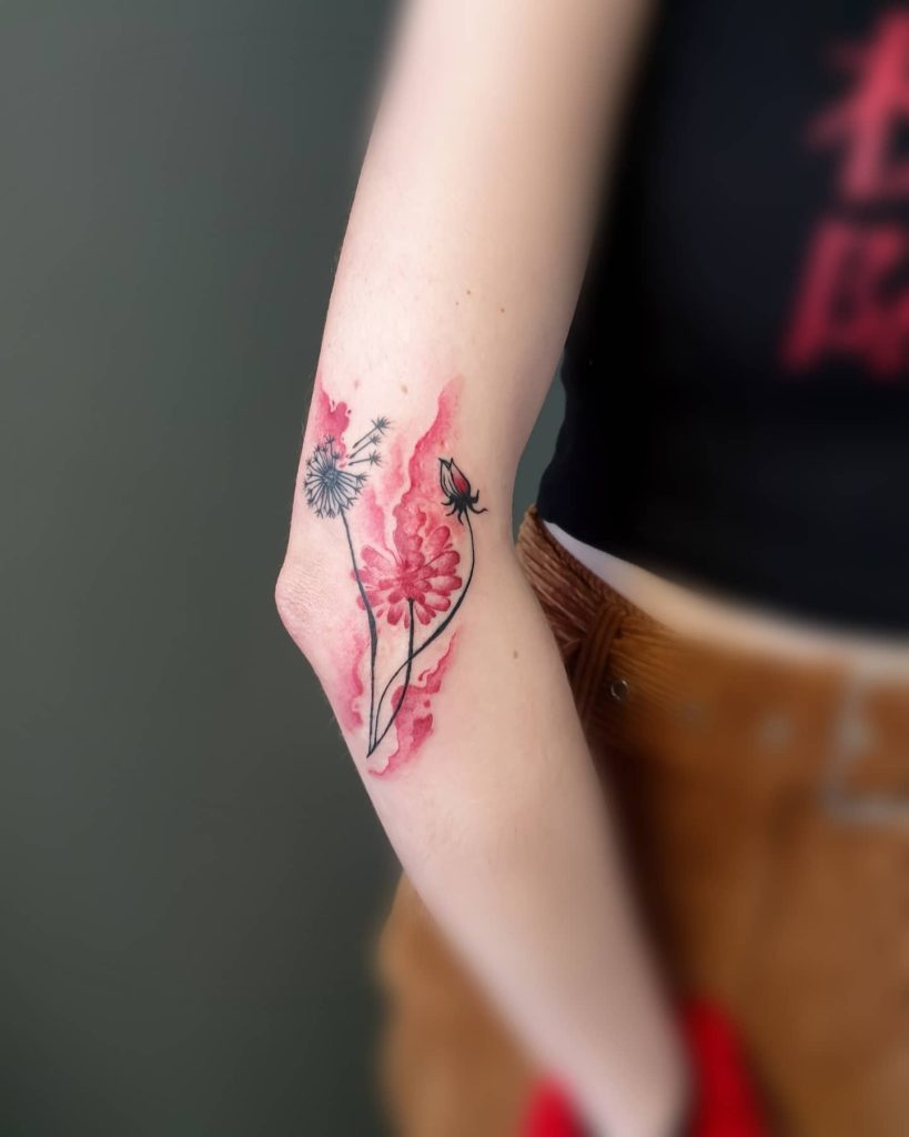 Red Floral Tattoo