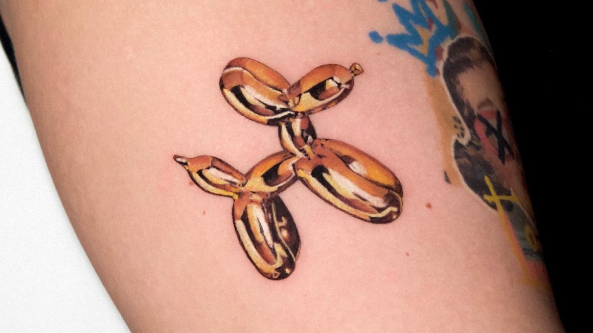 Gold Balloon Dog Tattoo