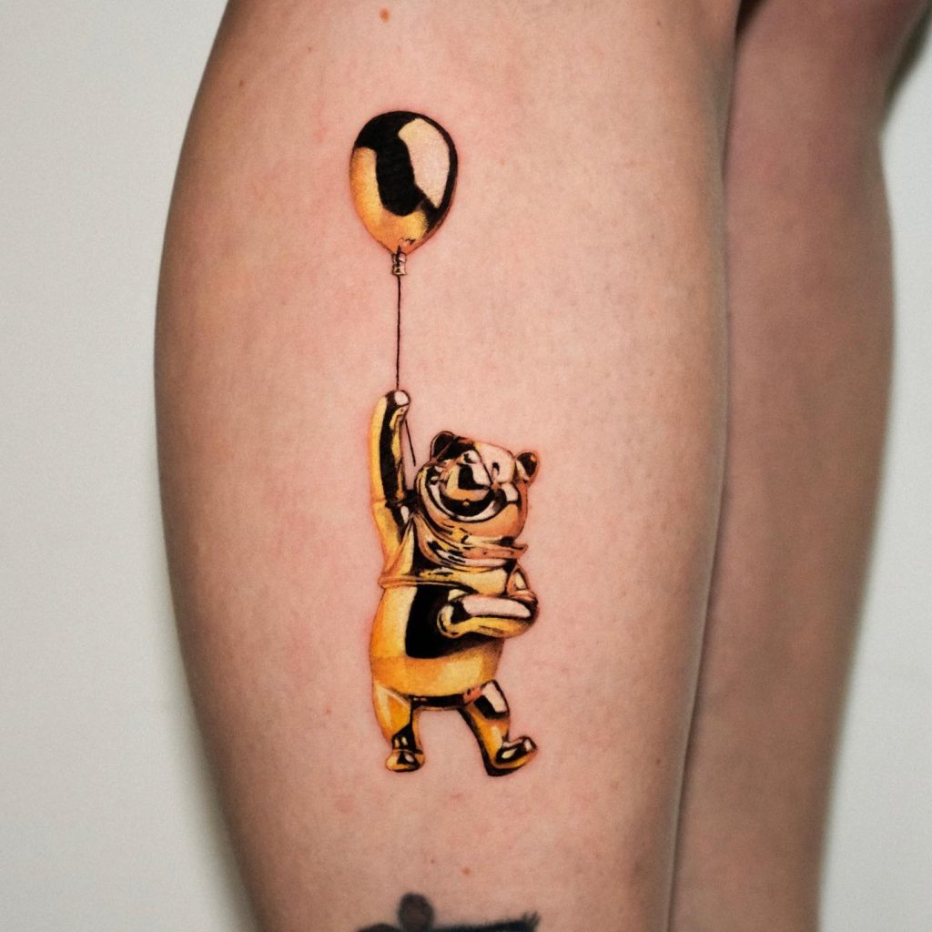 Gold Balloon Winnie the Pooh Tattoo