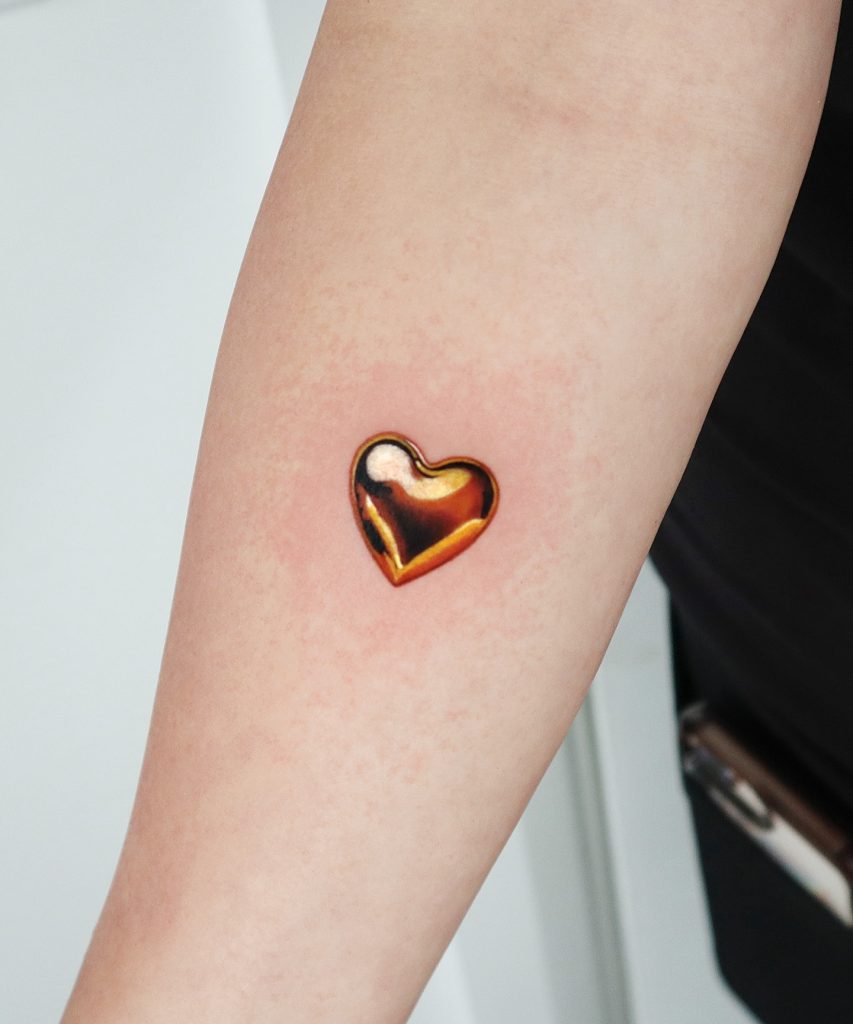Gold Heart Tattoo