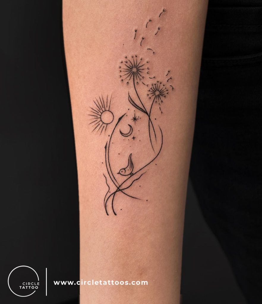Celestial Dandelion Tattoo